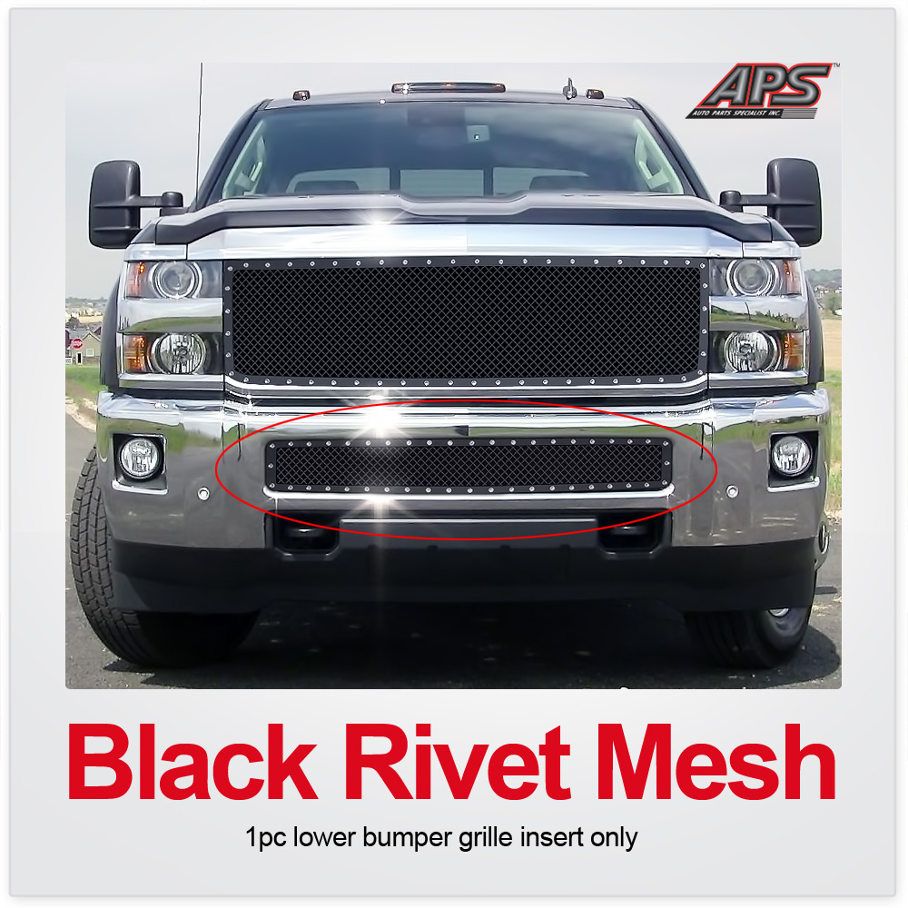 APS Compatible with 2015-2019 Chevy 2500HD 3500HD Lower Bumper Black Billet Grille Insert C66319H